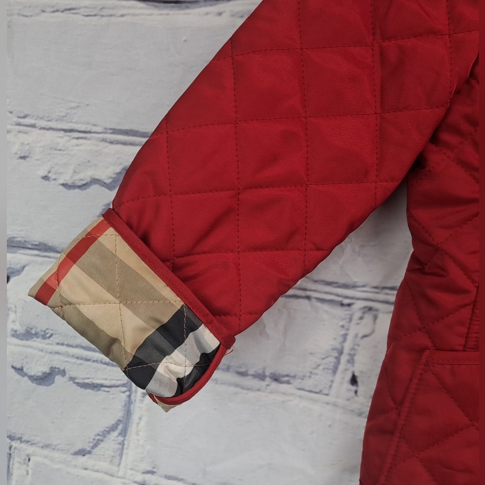 Burberry Girls Mini Westbury Quilted Jacket Military Red Nova Check Size 4Y - Picture 9 of 12